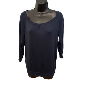 Ann Taylor Navy Blue 3/4 Length Shirt